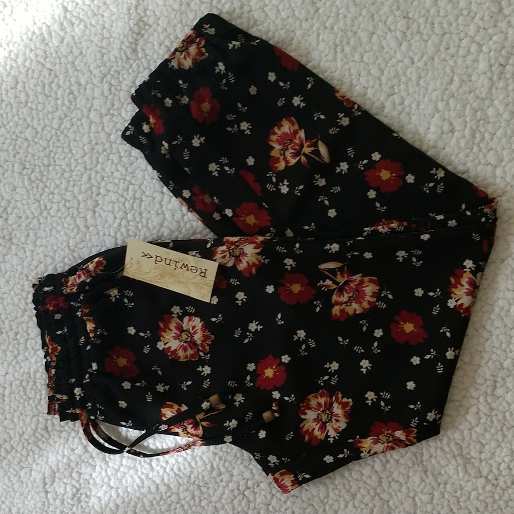 NWT Rewind Lightweight Pull On Drawstring Floral Pants Size XS